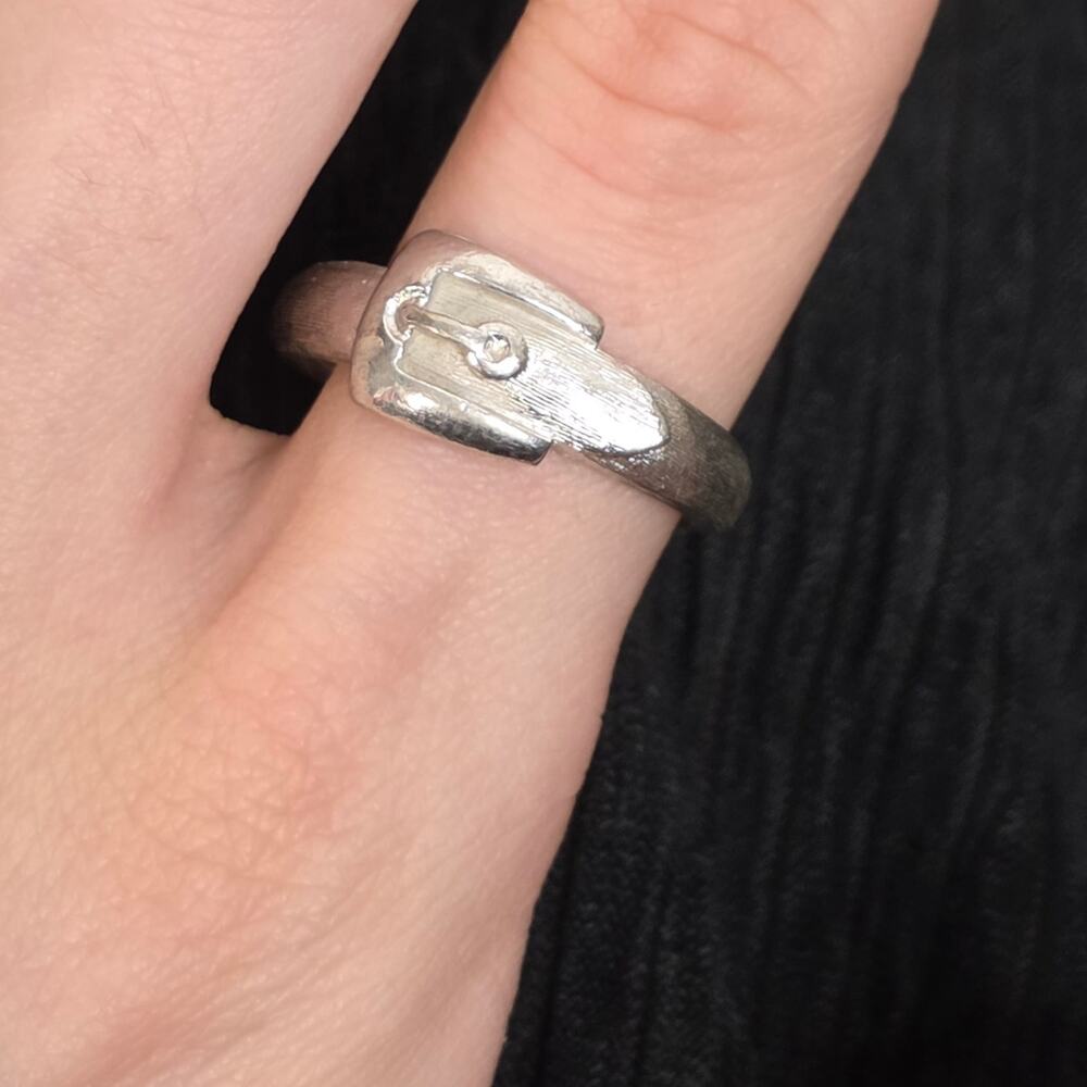 Vintage Avon Silver Buckle Ring Minimalist  Statement Ring Size 9.25